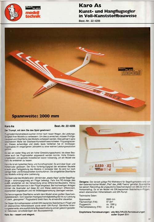 Catalogue Multiplex 1982 : 224206 Multiplex Karo As